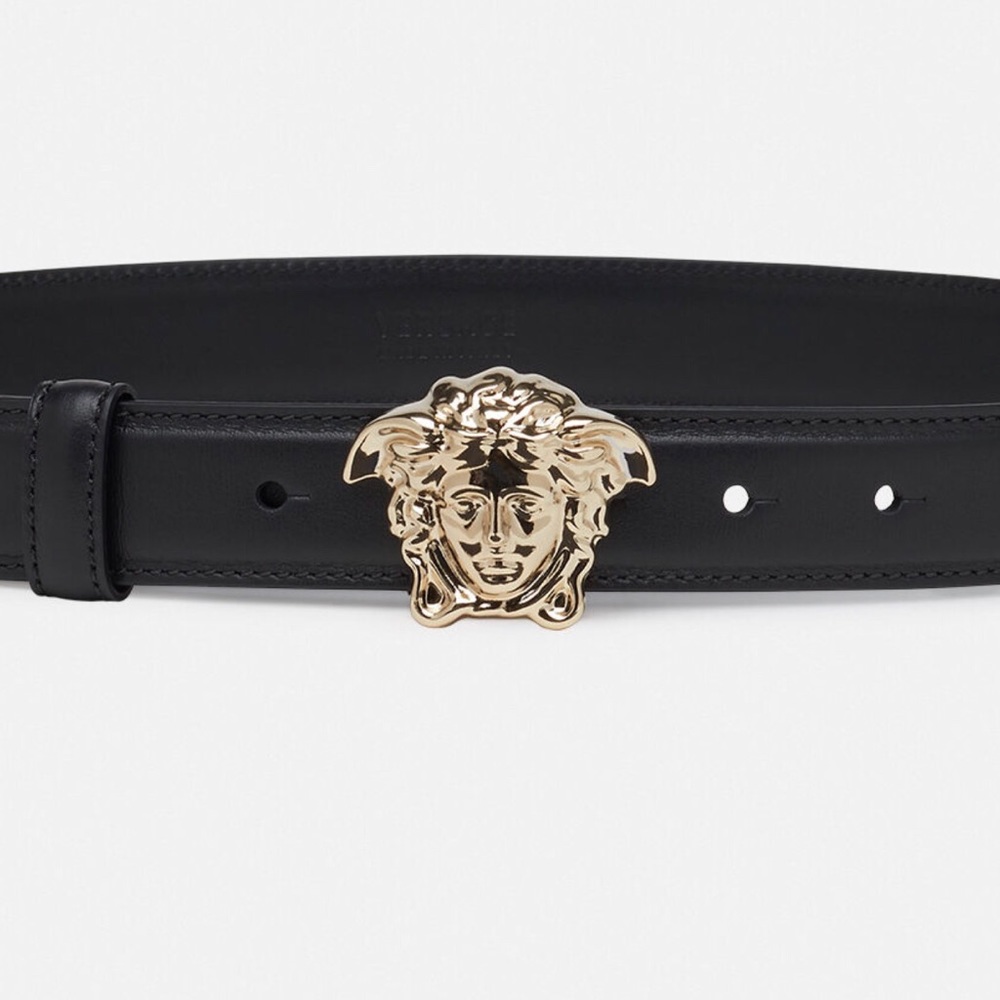 Versace La Medusa Leather Belt for Women Silver Black 70